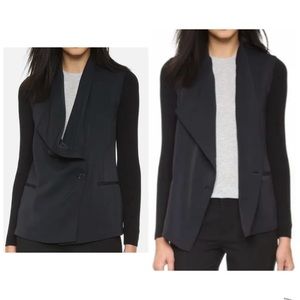 Vince Draped Blazer with Ribbed Knit Sleeves Size 0